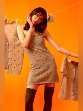 NWT $395 Yanyan Rosie Lambswool Sweater Dress - Soft Blue